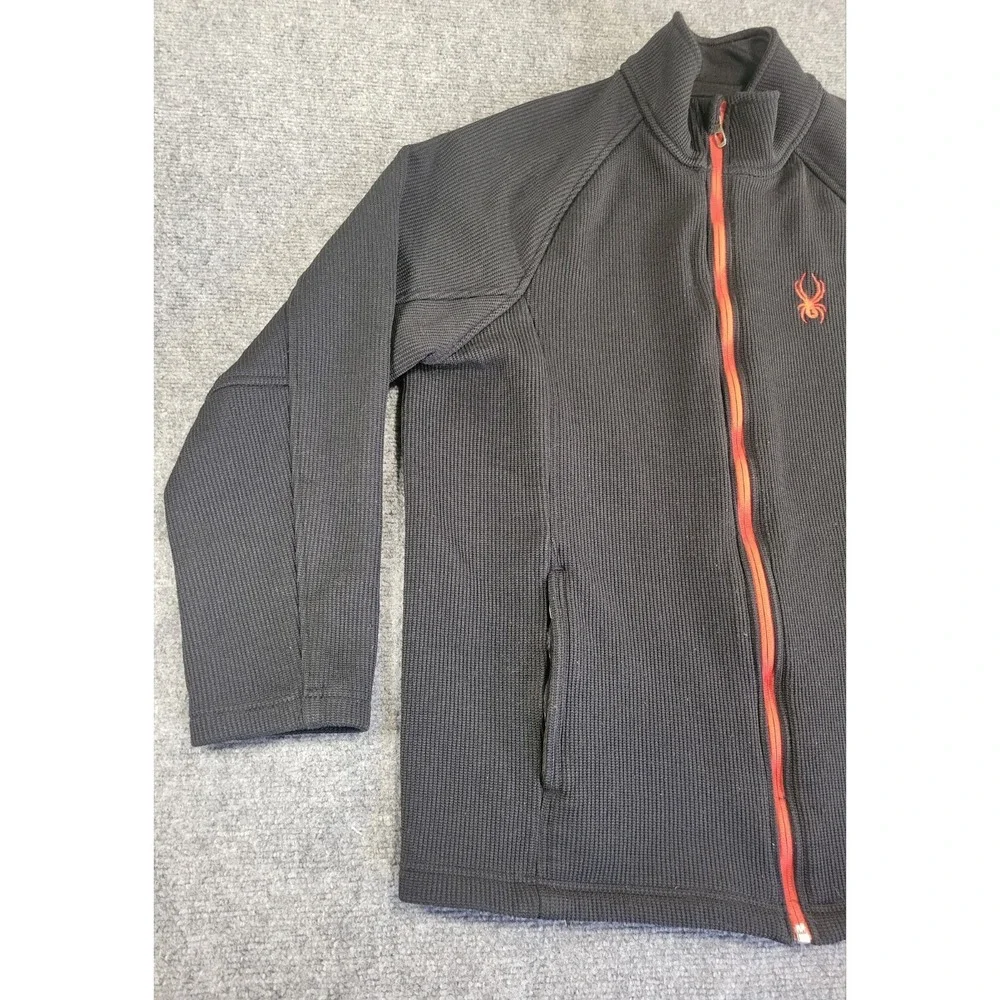 Spyder Men's XL Full Zip Long Sleeve Waffle Knit Athletic Sweater Black W/Red